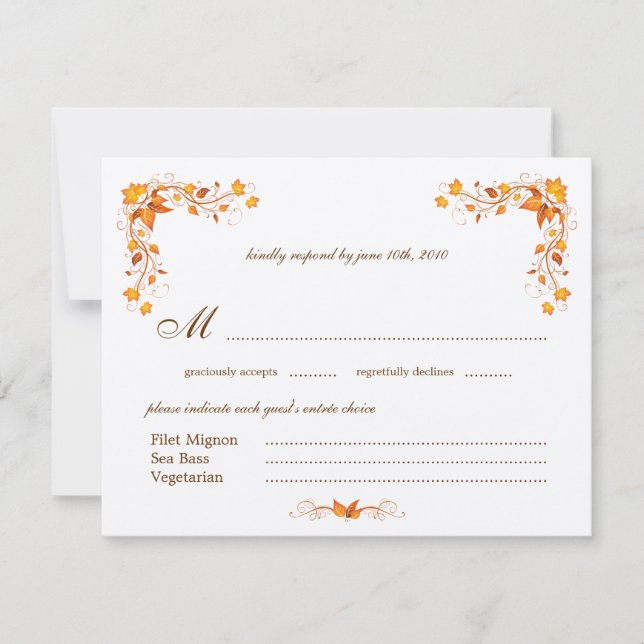 Autumn Foliage Wedding RSVP Card with Envelope (Front)