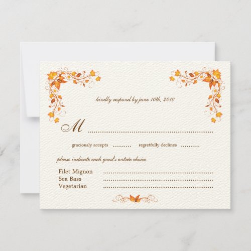 Autumn Foliage Wedding RSVP Card with Envelope