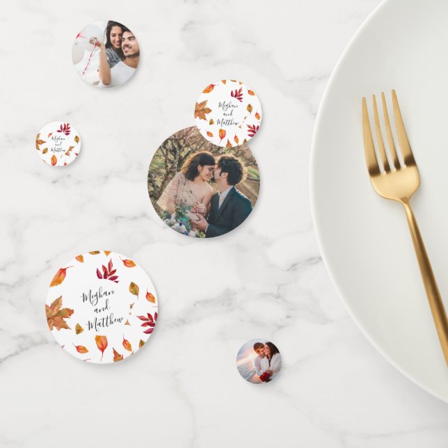 Autumn Foliage Wedding table decor Photo confetti (Group)