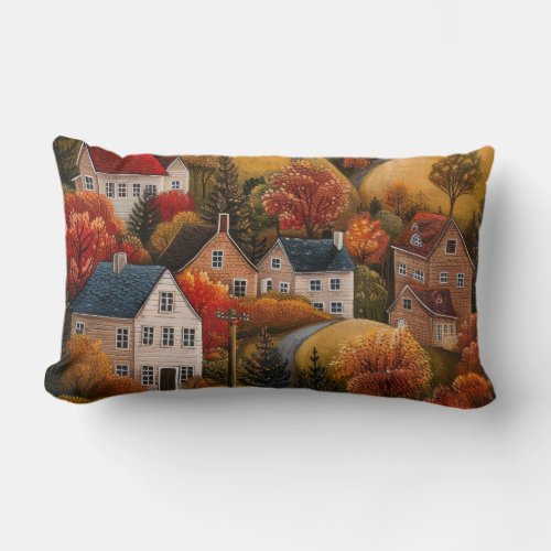 Autumn Folk Art Oil Painting Cushion