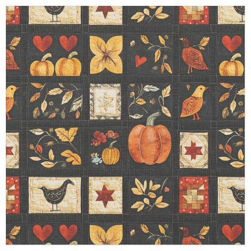 Autumn Folk Art Quilt Pattern | Rustic Patchwork Fabric