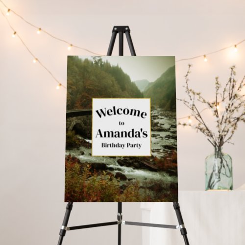 Autumn Forest and River Landscape Birthday Welcome Foam Board