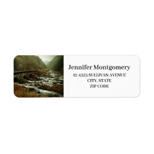 Autumn Forest and River Landscape Label
