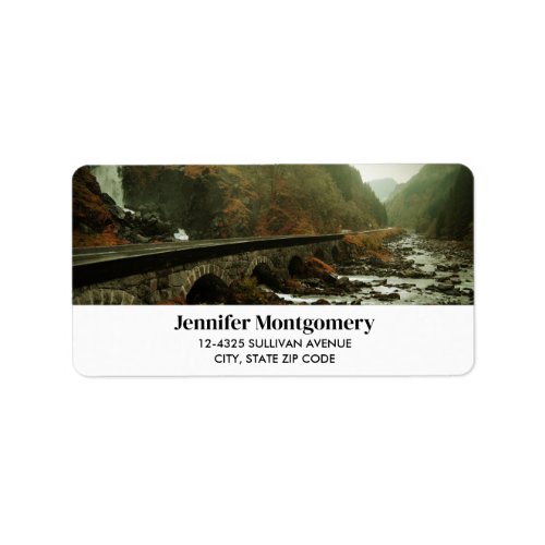 Autumn Forest and River Landscape Label