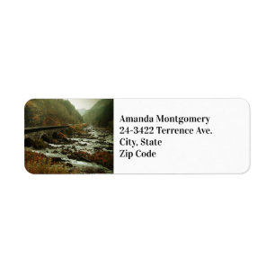 Autumn Forest and River Landscape Label