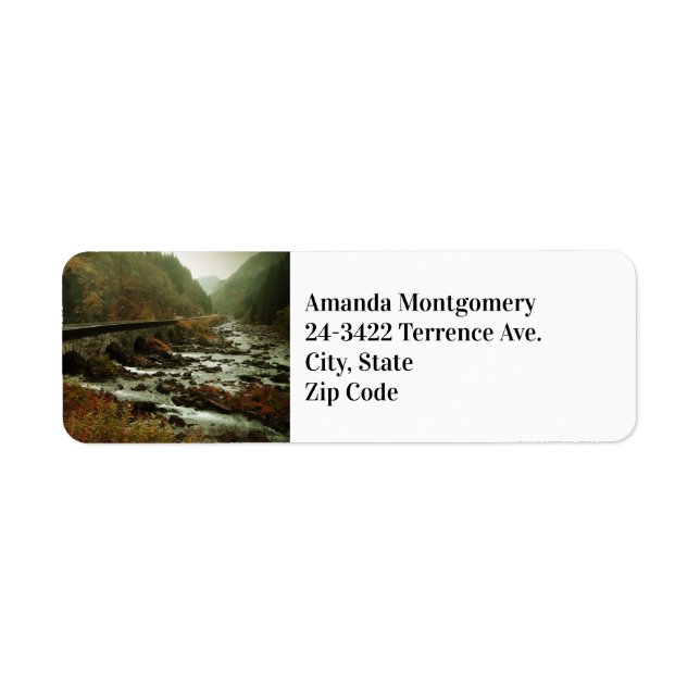 Autumn Forest and River Landscape Label (Front)
