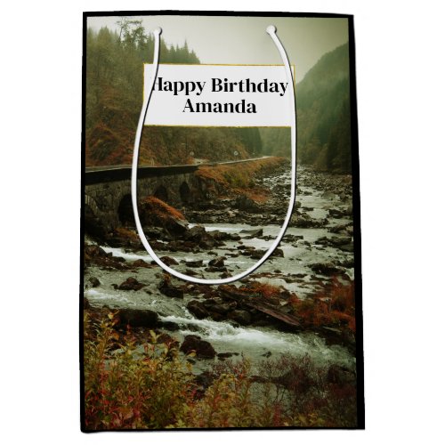 Autumn Forest and River Landscape Medium Gift Bag