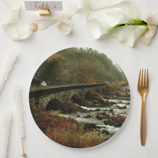 Autumn Forest and River Landscape Paper Plates (Wedding)