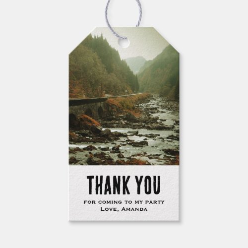 Autumn Forest and River Landscape Party Thank You Gift Tags