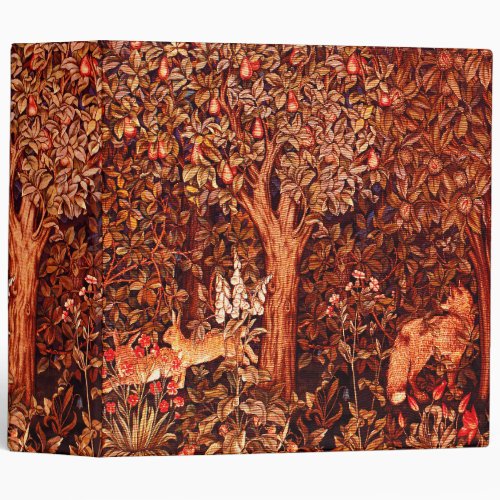 AUTUMN FOREST ANIMALS Hares FoxBrown Red Floral 3 Ring Binder
