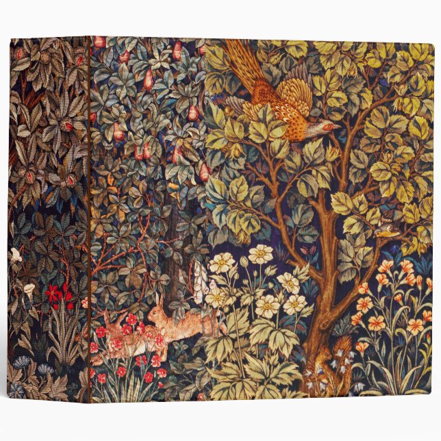 AUTUMN FOREST ANIMALS Hares,Pheasant,Brown Floral  3 Ring Binder (Front/Spine)