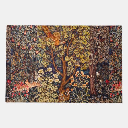 Autumn Forest Animals Hares,pheasant,brown Floral  Doormat