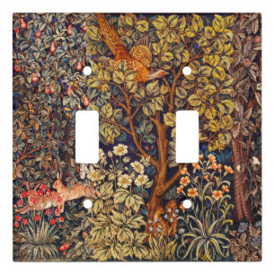 AUTUMN FOREST ANIMALS Hares,Pheasant,Brown Floral  Light Switch Cover