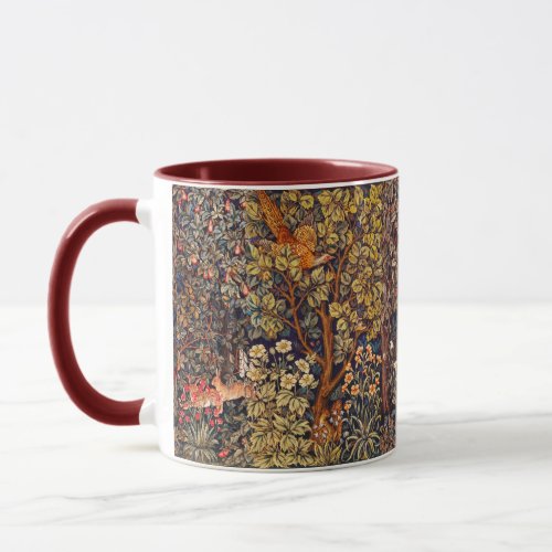 AUTUMN FOREST ANIMALS HaresPheasantBrown Floral  Mug