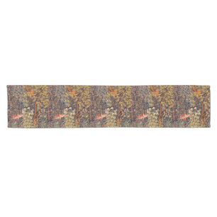 AUTUMN FOREST ANIMALS Hares,Pheasant,Brown Floral  Short Table Runner