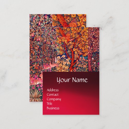 AUTUMN FOREST ANIMALS HaresPheasantRed Floral  Business Card