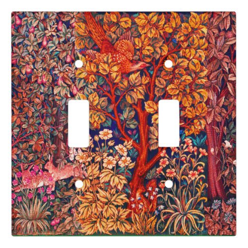 AUTUMN FOREST ANIMALS HaresPheasantRed Floral  Light Switch Cover