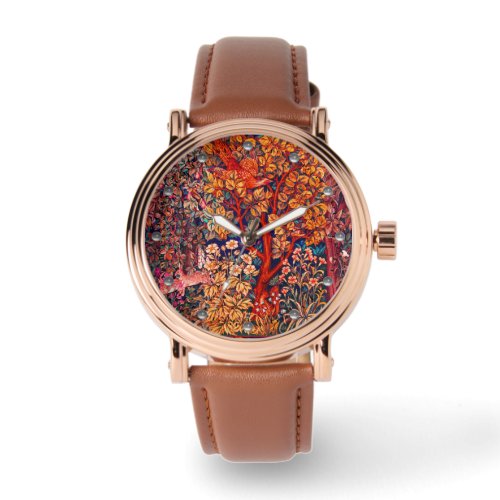 AUTUMN FOREST ANIMALS HaresPheasantRed Floral  Watch