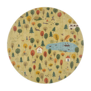 Autumn Forest Animals Vintage Wallpaper Cutting Board