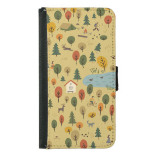 Autumn Forest Animals Vintage Wallpaper Samsung Galaxy S5 Wallet Case