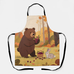 Autumn Forest Bear Rabbit Apron