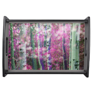 *~* Autumn Forest Birch Tree Pine Tree Boughs Serving Tray