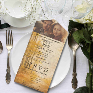 Autumn Forest Cream Background Photo Website Email All In One Invitation