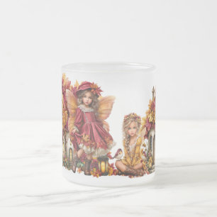 Autumn Forest Fairies – Maple Clan Whimsical Fall Frosted Glass Coffee Mug