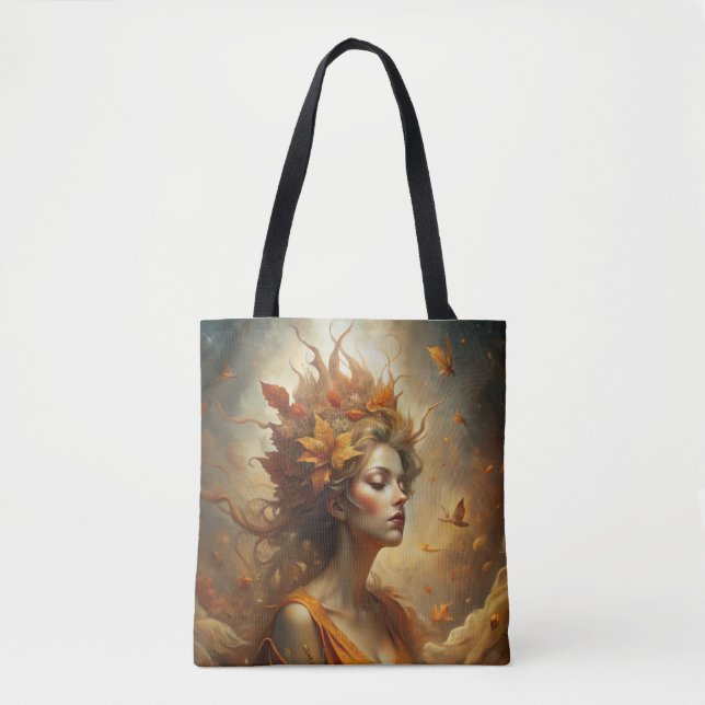 Autumn Forest Fairy - Whimsical Fall Illustration Tote Bag (Front)