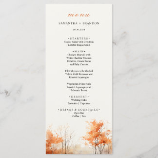  Autumn Forest Fall Woodland Wedding Dinner Menu