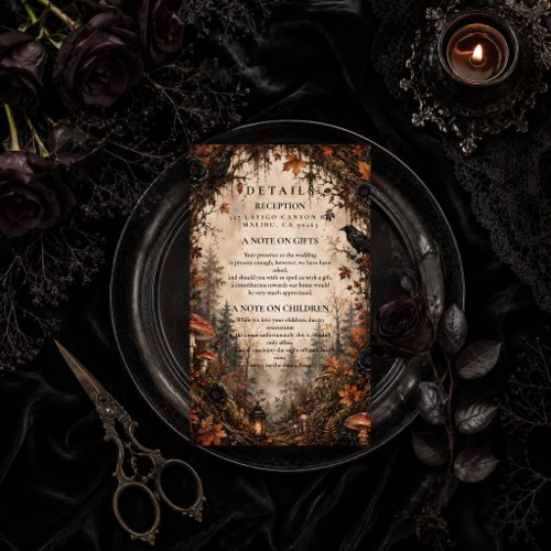 Autumn Forest Goth Wedding Enclosure Card
