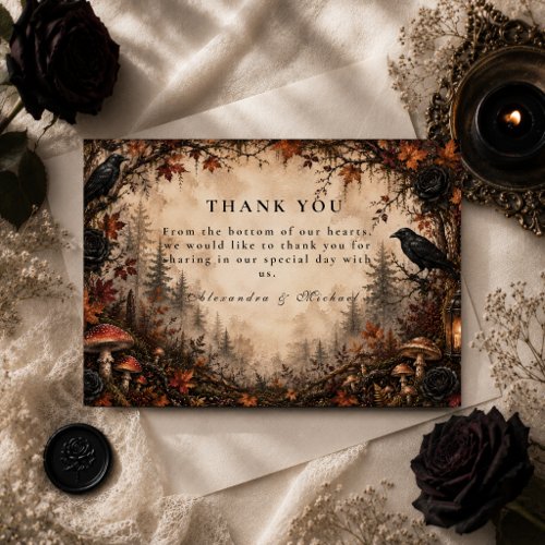 Autumn Forest Goth Wedding Thank You Card