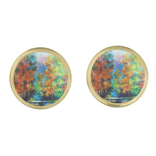 Autumn forest landscape cufflinks