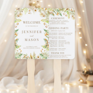 Autumn Forest Leaves Floral Fall Wedding Program Hand Fan