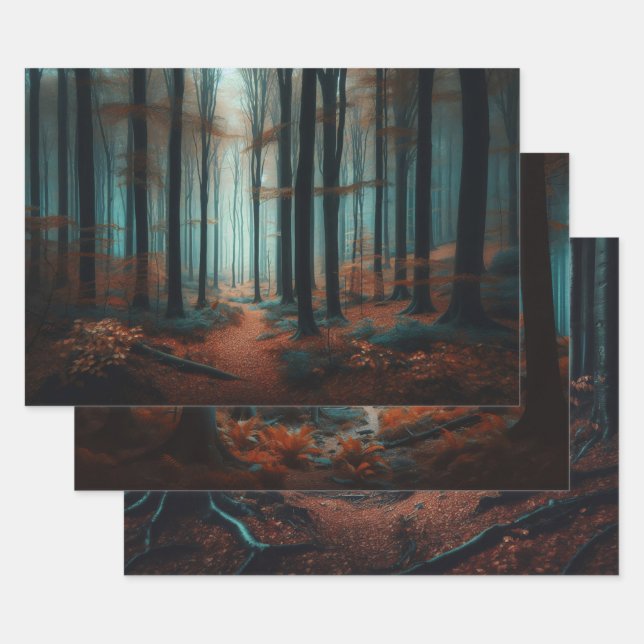 Autumn Forest Moody Woods Decoupage Wrapping Paper Sheets (Set)