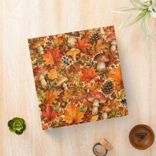 Autumn Forest Mushroom Pattern Cozy Fall Leaves 3 Ring Binder