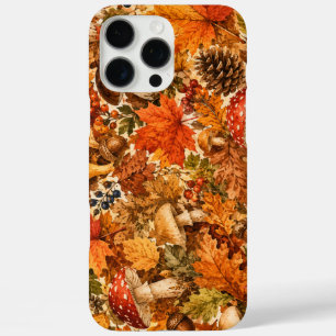Autumn Forest Mushroom Pattern Cozy Fall Leaves iPhone 16 Pro Max Case