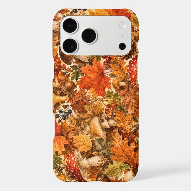 Autumn Forest Mushroom Pattern | Cozy Fall Leaves Case-Mate iPhone Case (Back)