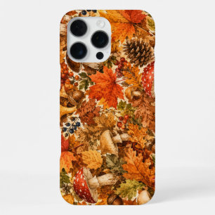 Autumn Forest Mushroom Pattern Cozy Fall Leaves iPhone 16 Pro Max Case