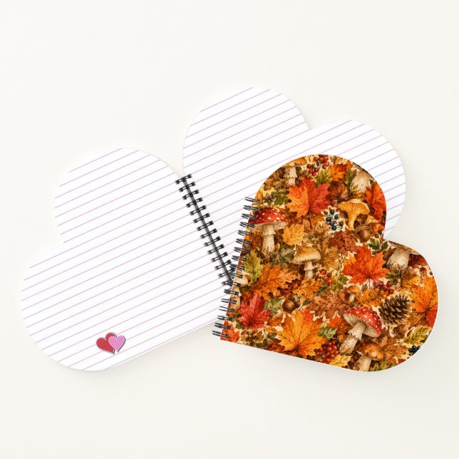 Autumn Forest Mushroom Pattern | Cozy Fall Leaves Notebook (Inside)