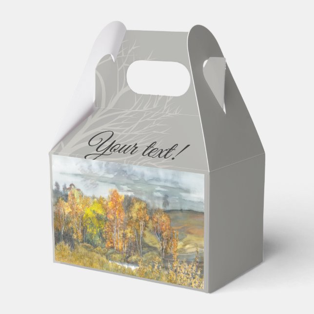 Autumn forest orange gold favor boxes (Front Side)