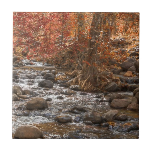 AUTUMN FOREST RIVER SEDONA ARIZONA CERAMIC TILE (Front)