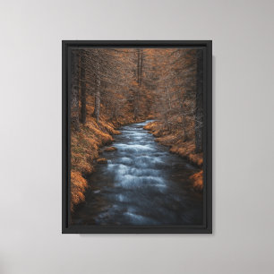 Autumn Forest River Wall Art Canvas Print