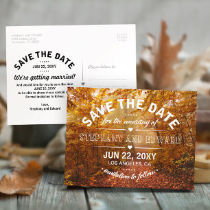 Autumn Forest Save the Date Postcard