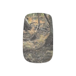 Autumn forest scene minx nail art