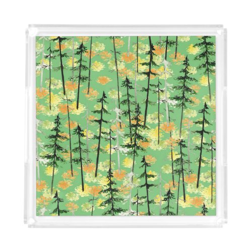 Autumn Forest Seamless Natural Beauty Acrylic Tray
