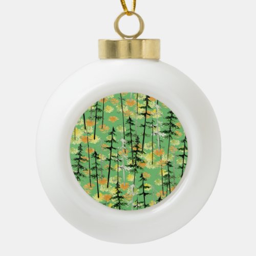 Autumn Forest Seamless Natural Beauty Ceramic Ball Christmas Ornament