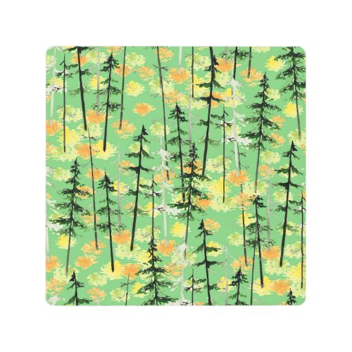 Autumn Forest Seamless Natural Beauty Metal Print