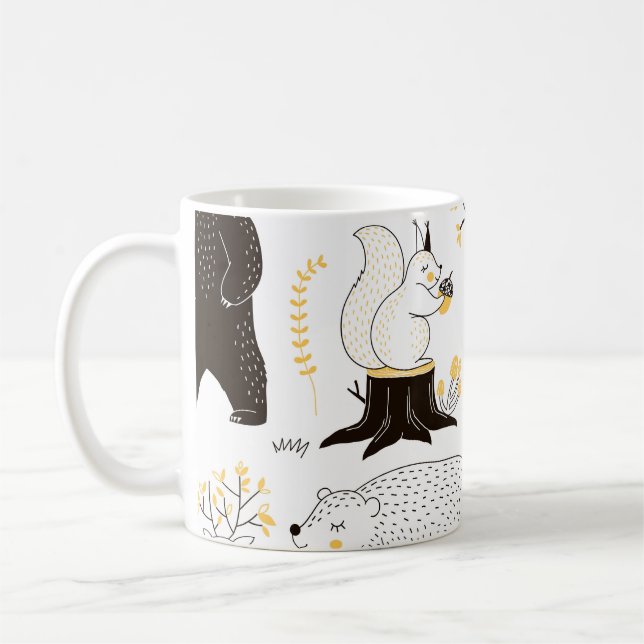 Autumn Forest Trees Leaves Pattern Coffee Mug (Left)