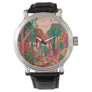 Autumn Forest Watch with Emerald Mushroom Design